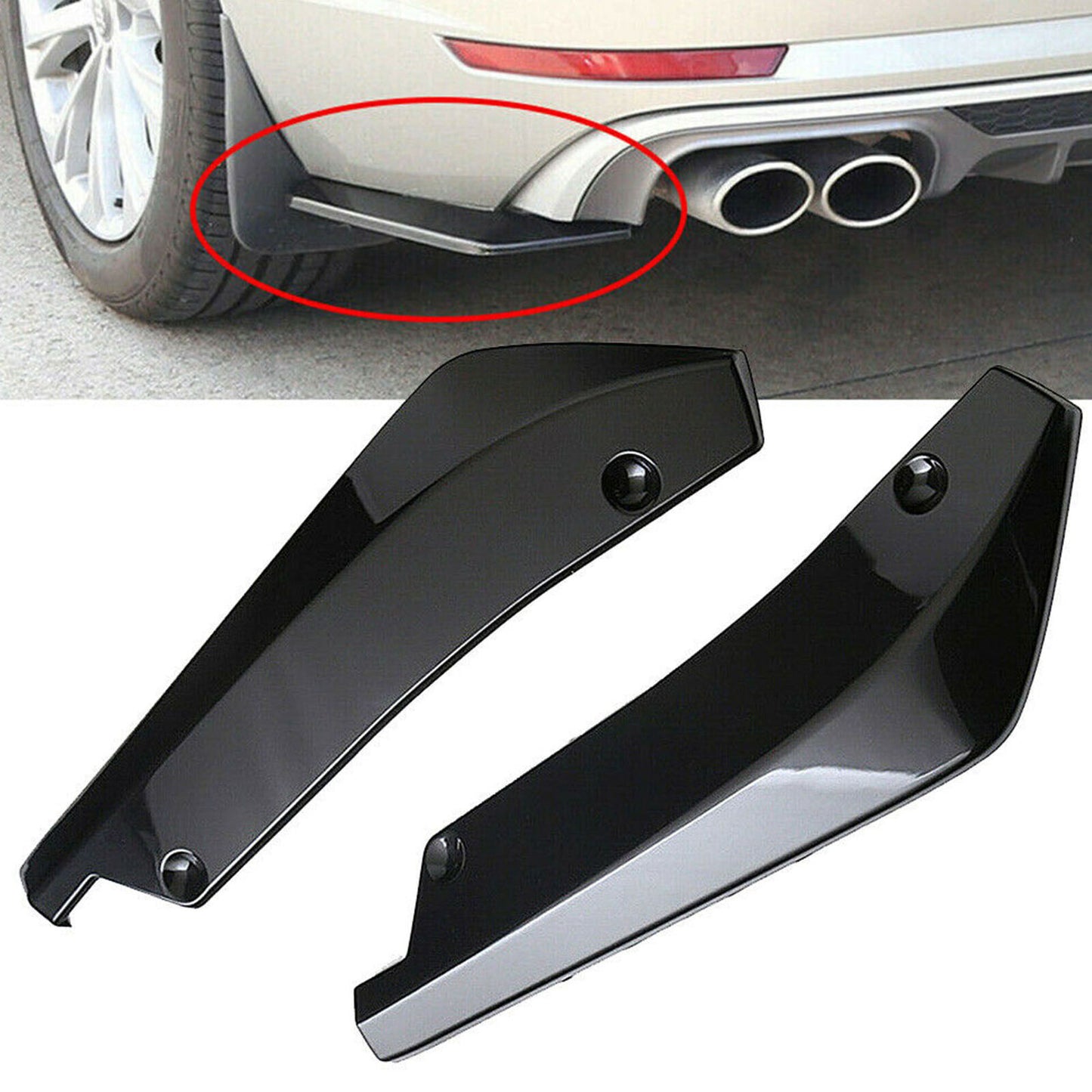 Black for rear bumper lip diffuser splitter Kanard protection accessories - n
