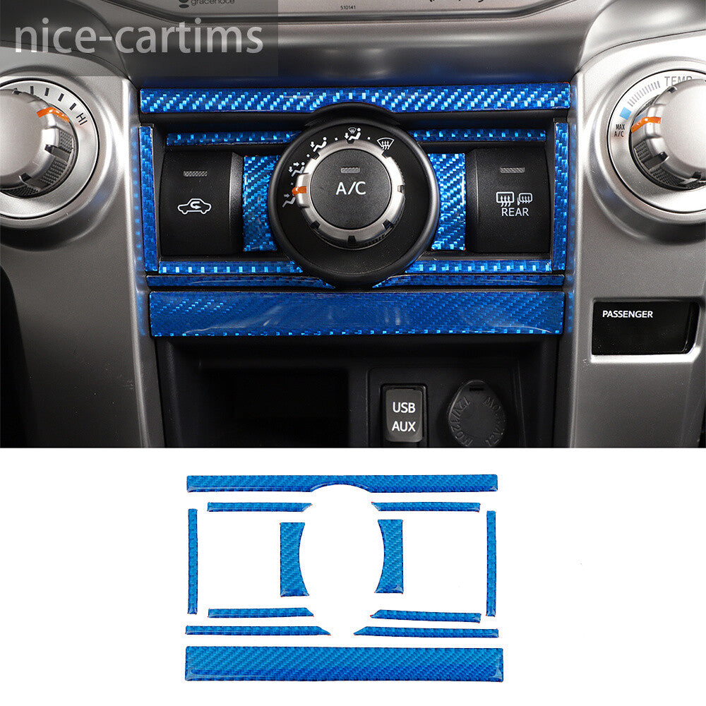 Blue Carbon Fiber Air Conditioning Switch Button Cover For Toyot@ 4Runner 2010+