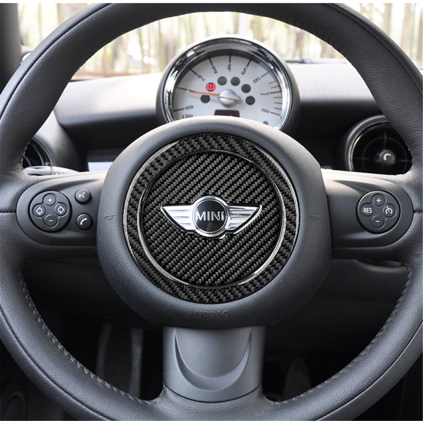 Real Carbon Fiber Steering Wheel Center Cover Trim for BMW for Mini Cooper R55 R56