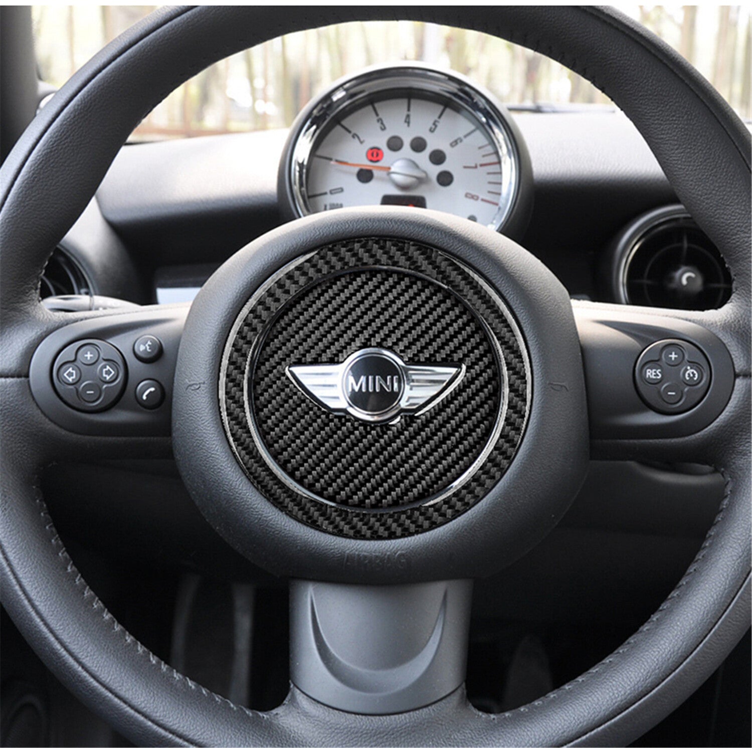 Real Carbon Fiber Steering Wheel Center Cover Trim for BMW for Mini Cooper R55 R56