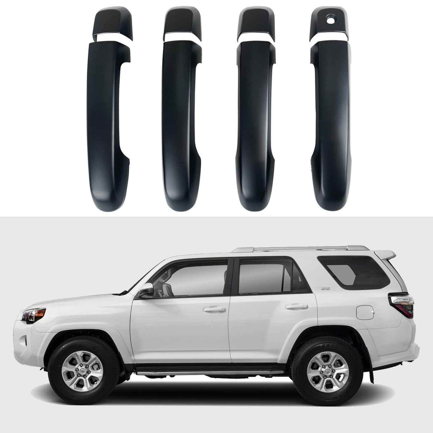 for Toyota 2010-2023 4Runner Matte black Door Handle Cover No for Smart Keyholes