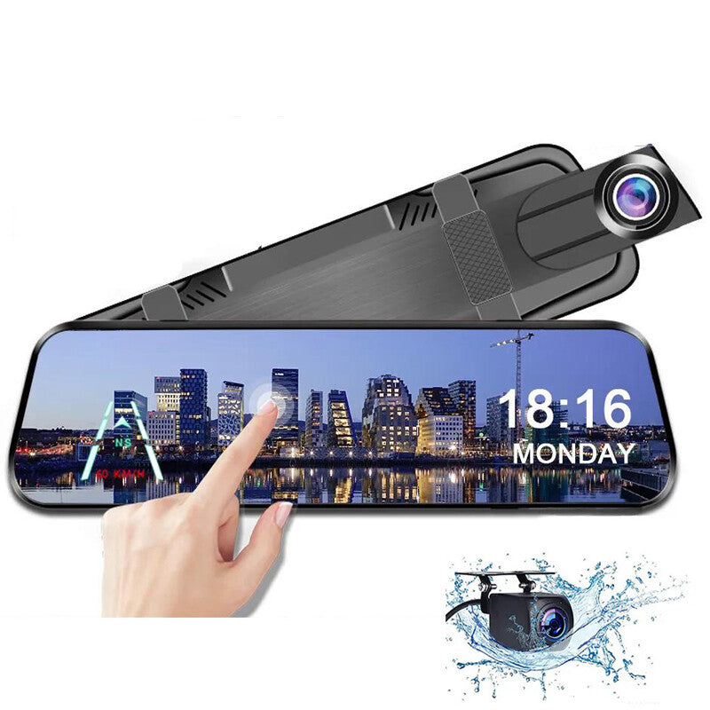 HD GPS Dual Lens Dash Cam 10 Mirror Backup Camera Rear View WIFI DVR Recorder v