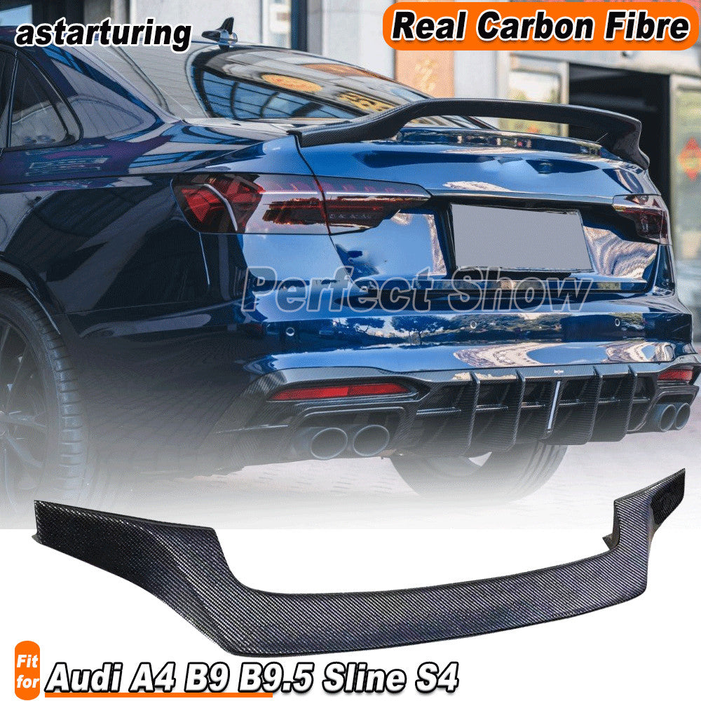 for Audi A4 B9 B9.5 Sline S4 Sedan 2017-2023 REAL Carbon Rear Trunk Spoiler Wing