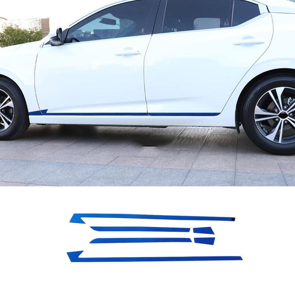 6x for Nissan Sentra 2020-24 Blue Stainless Side Door Body Cover Strip Trim Set