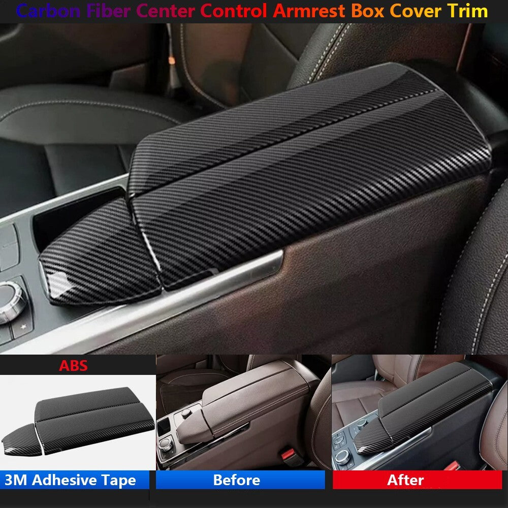 3x for Mercedes-Benz ML GL GLE GLS W166 X166 Carbon Armrest Box Panel Cover Trim