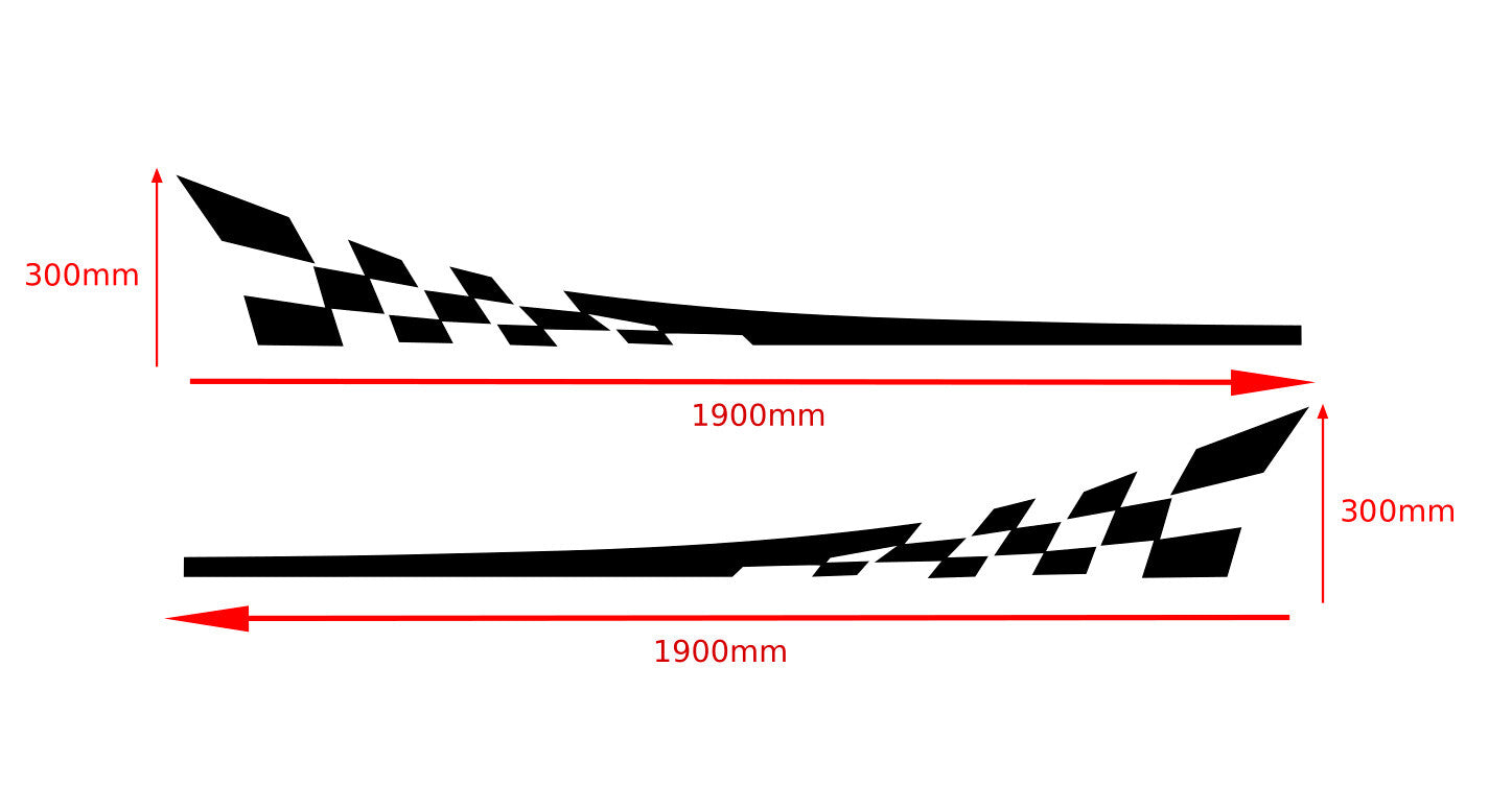 2 x Checkered Flag Vinyl Decal Graphic Car Side Sticker Fun Racing Large