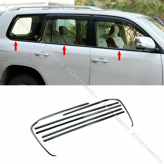 for Land Cruiser LC200 2008-2021 Black Car Window Sill Trim Strips Molding Cover