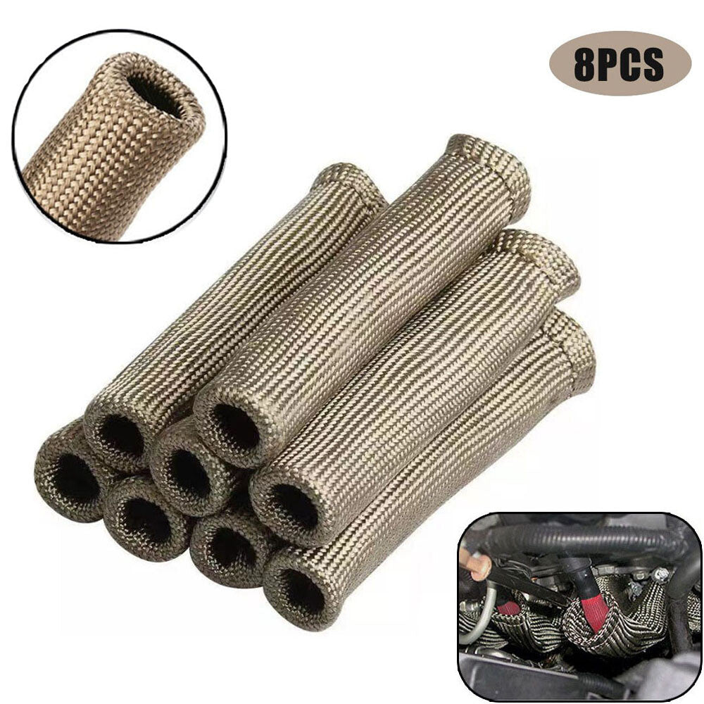 8 PCS Synthetic Spark Plug Wire Boots Protector Sleeve Heat Shield Cover Q