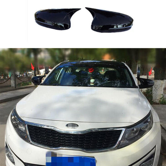 for Kia Optima 2011-15 Gloss Black OX Horn Rear View Side Door Mirror Cap Cover