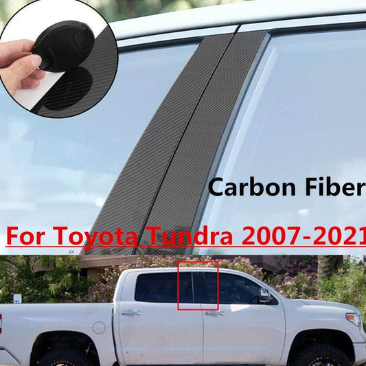 4pcs Carbon Fiber Pillar Post Door Window Trim Cover for Toyota Tundra 2007-2021 Q