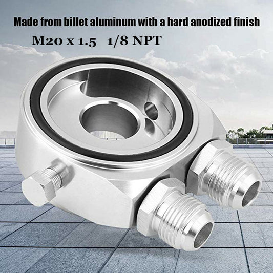 M20 X 1.5 Aluminum Oil Filter Cooler Gauge Sandwich Plate Adapter Sensor 1/8 NPT Q