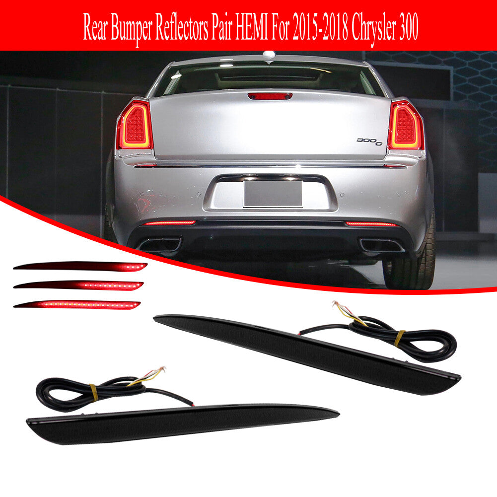 Smoked Bumper Reflector for 2015 - 2022 for for CHRysler 300 Rear Brake Turn Signal Lights - v