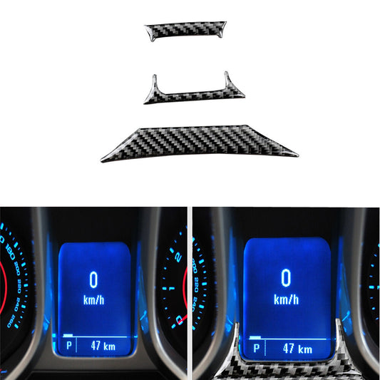 3x Carbon Fiber Console Decorative Cover Trim for Chevrolet Camaro 2010-2015