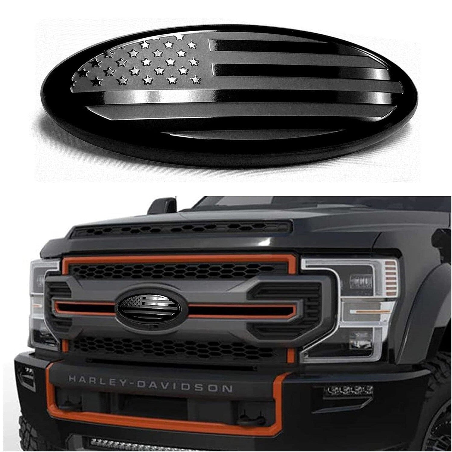 7inch Black Front Rear Grille US Flag Emblem Nameplate  for ford  Escape Ranger