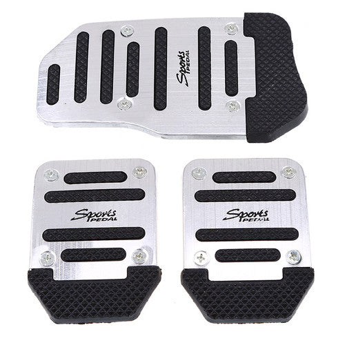 3PCS Silver Universal Car Non-Slip Manual Pedal Brake Gas Pedal Cover for 1 set