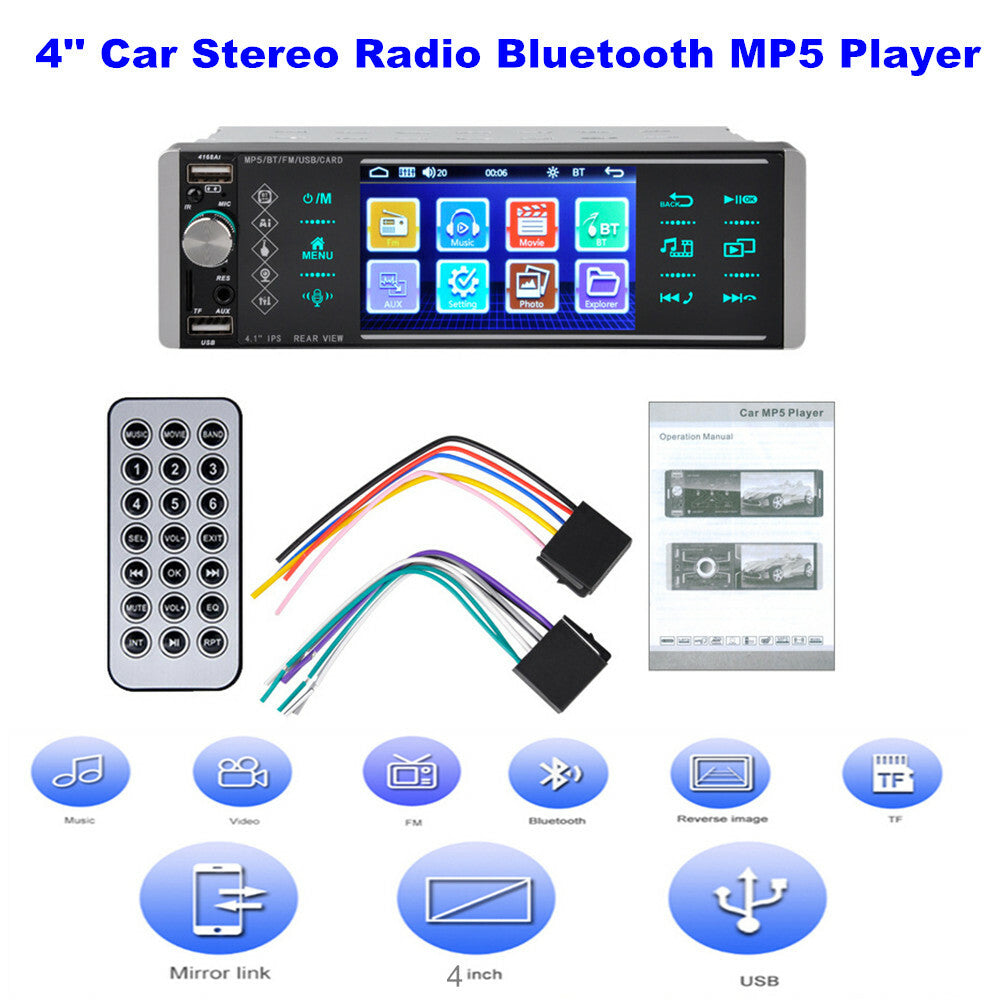 4-inch 1 DIN Car Stereo Radio with Bluetooth FM MP5 Video Player, AUX, USB, SD, TF Card n