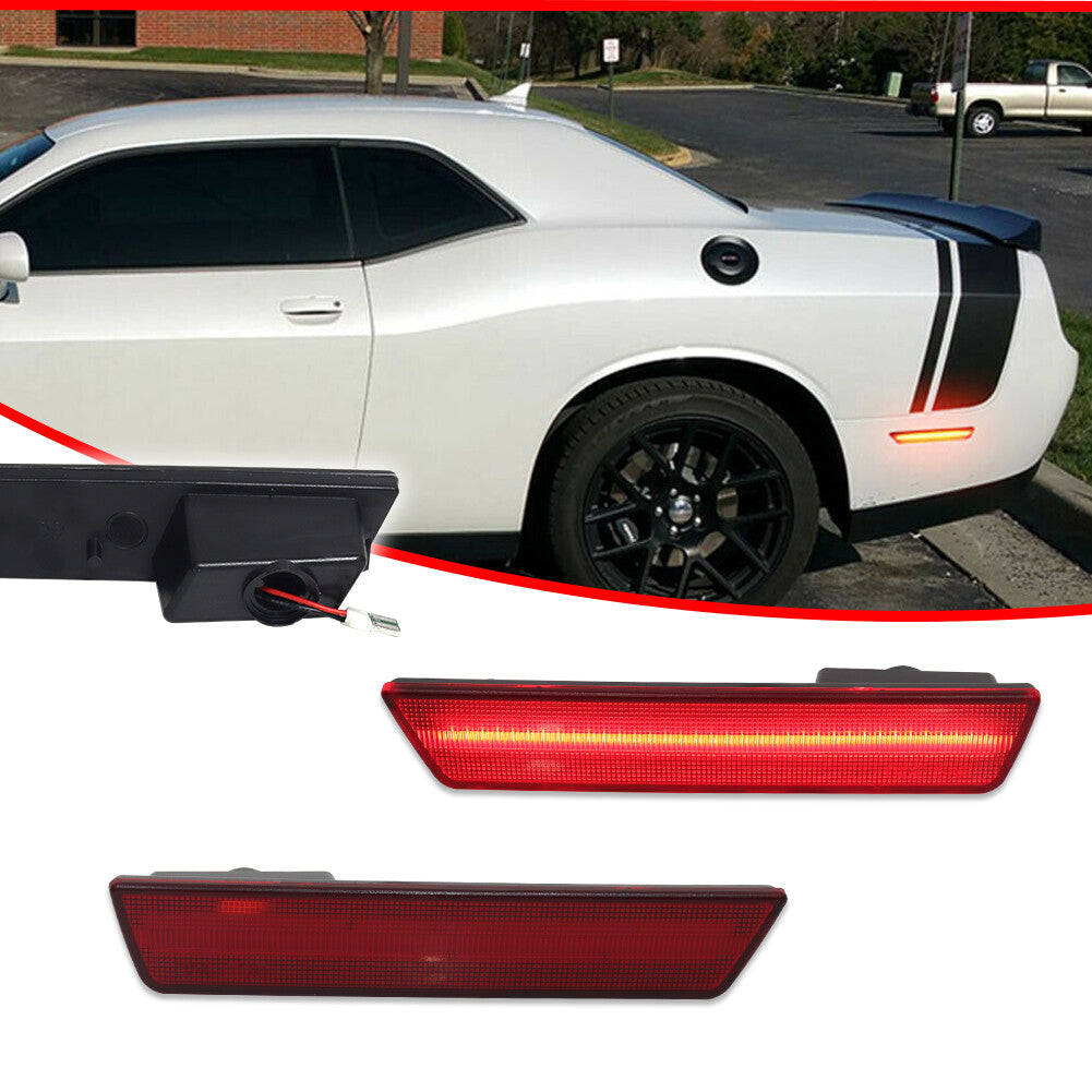 OE Style Red Lens Rear Side Marker LED Lights for 2008-14 for Dodge for Challenger - v