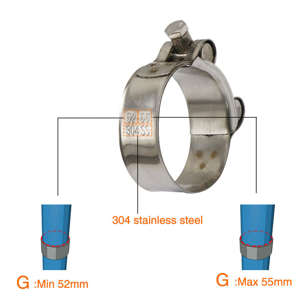 1PCS Motorcycle 26-63mm Exhaust Pipe Clamp Stainless Steel Muffler Fixed Caliper