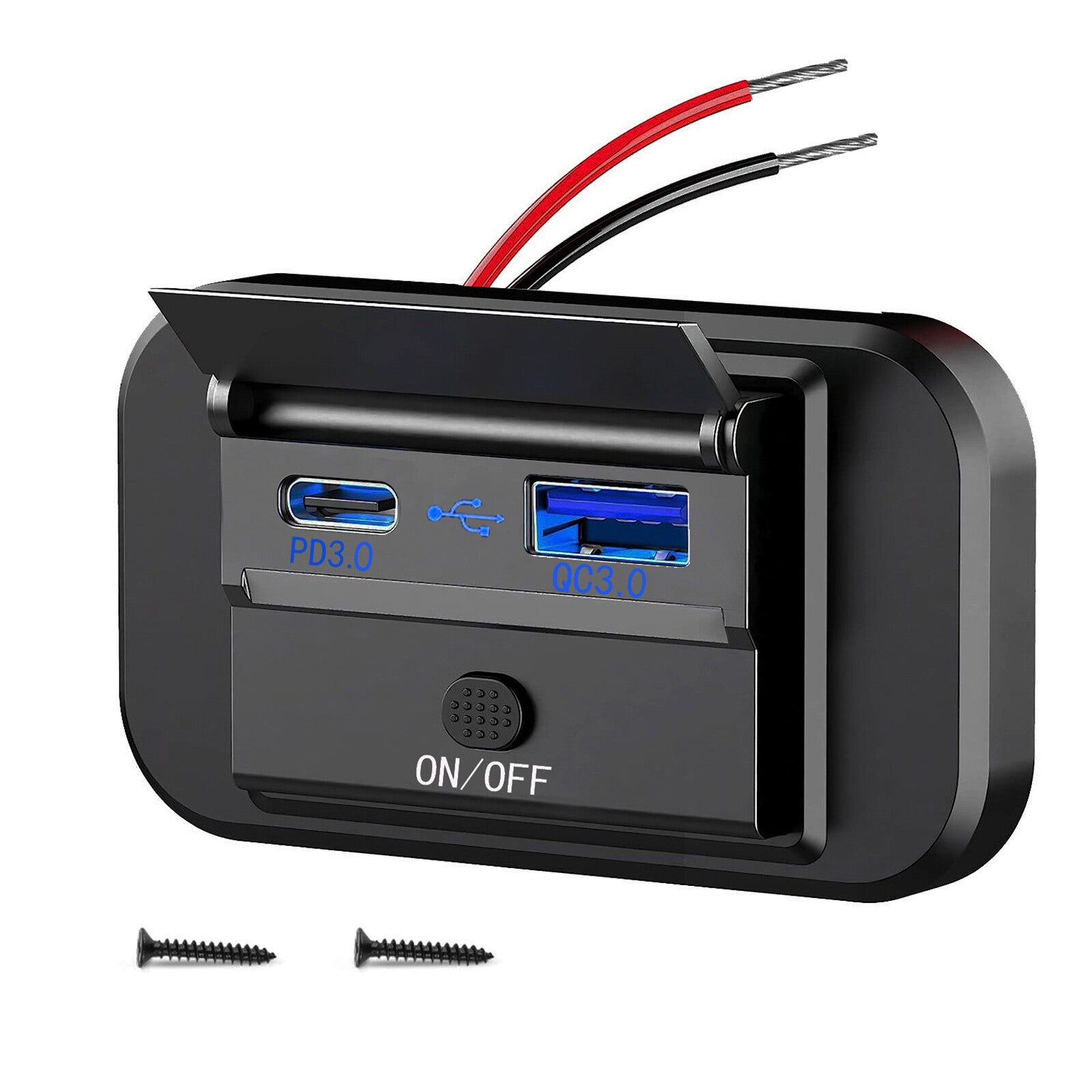 DC 12-24V Dual USB QC3.0 Car Fast Charger Socket Power Outlet LED Waterproof