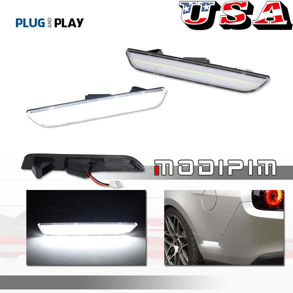 2-piece transparent white LED rear marker parking light suitable for Mustang 2010-2014- v