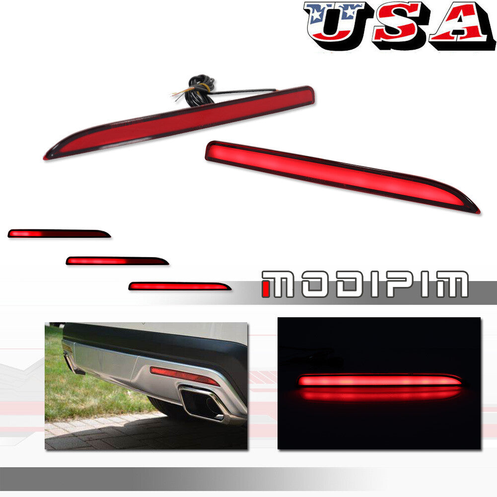 2pcs Red LED Rear Bumper Reflector Fog Brake Signal Lights for 16-19 for Explorer - v