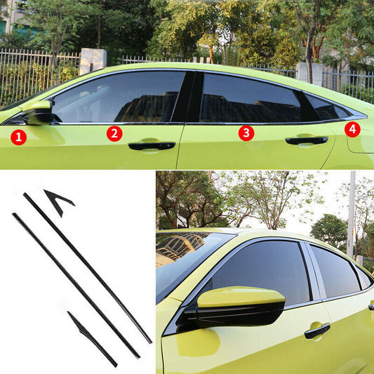 Steel Piano Black Lower Window Sill Molding Strip Trim for Honda for Civic 2016-2020