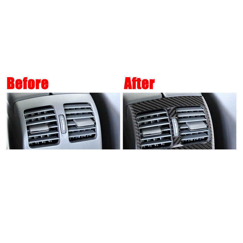 Carbon fiber car rear air vent socket panel decorative sticker for C W204 2007-14 n