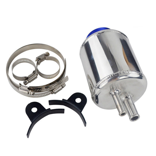 Aluminum Racing Power Steering Fluid Reservoir Tank 90mm Fill Neck Car US Set v