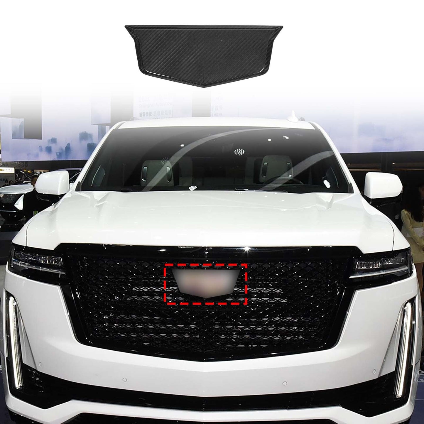 Carbon fiber front and rear logo badge covers for Cadillac for Escalade 2021-2024 n