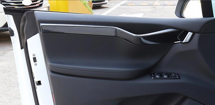 For Model X 2017-2019 ABS Carbon Fiber style Inner Door Panel Trim Strips n