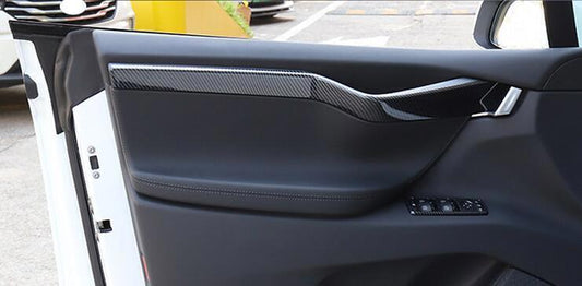 For Model X 2017-2019 ABS Carbon Fiber style Inner Door Panel Trim Strips n