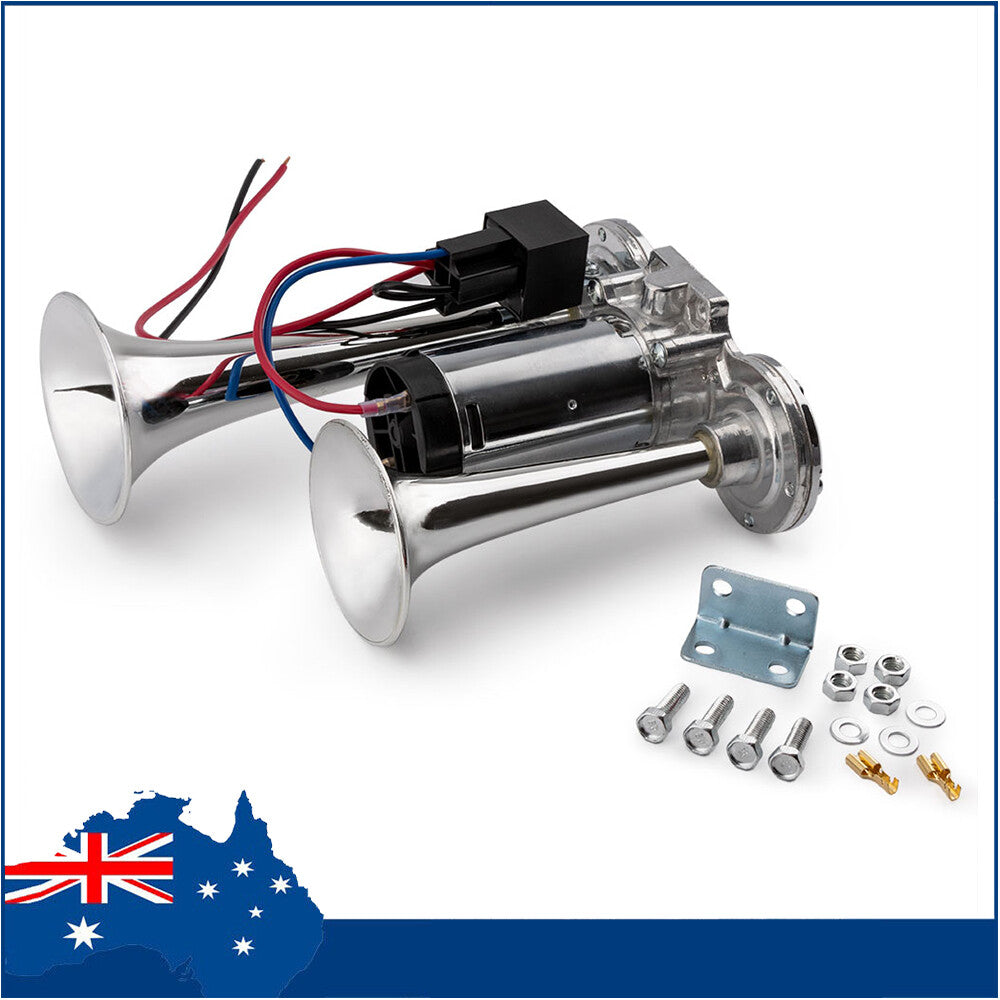 NEW Dual Trumpet 600DB 12V Car Air Horn Dual Tone Boat Lorry Truck Train Speaker
