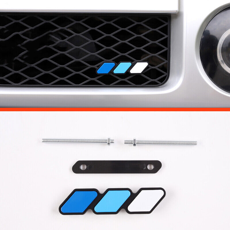 for Toyota FJ Cruiser 2007-2020 White+blue Front Center Mesh Grille Decor trim