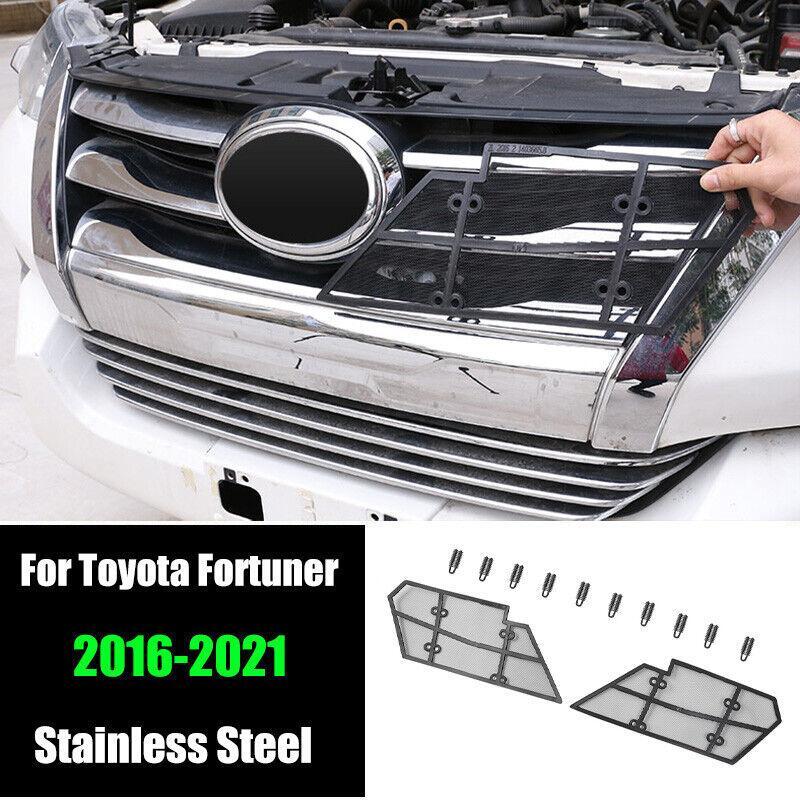 Black Steel Front Grille Center Mesh Anti-Insect Net for Toyota Fortuner 2016-21