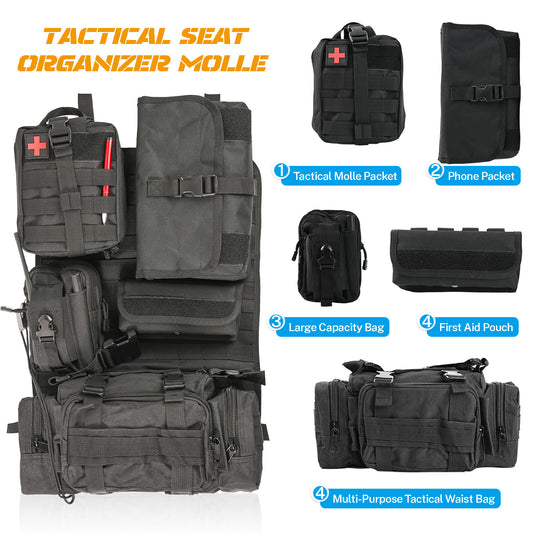 Tactical Car Vehicle MOLLE SeatBack Pouch Cover Protector Storage Bag Organizer Q