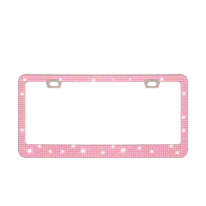 Bling License Plate Frame Glitter Crystal Sparkling Rhinestone Tag Q