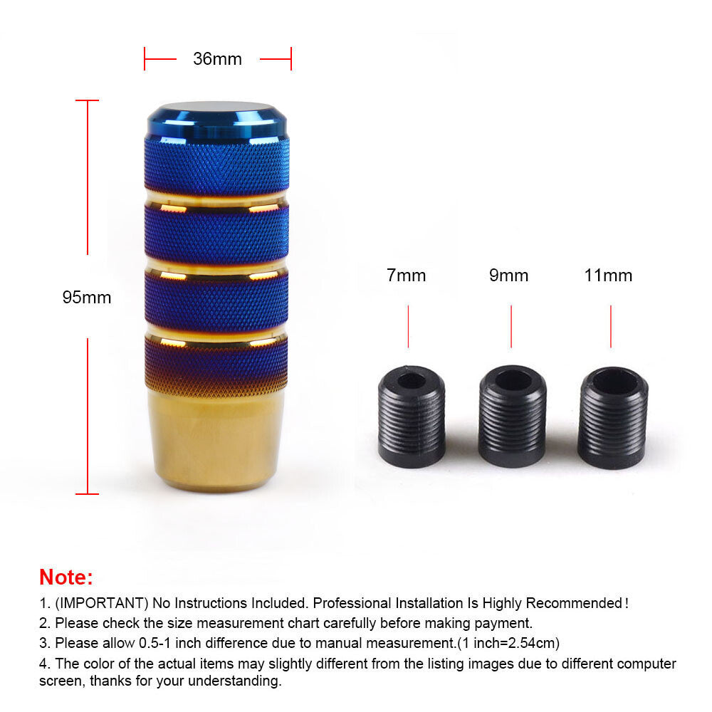 95mm Non-Slip Gear Stick Shifter Knob Alloy Manual Transmission Grilled Blue Q