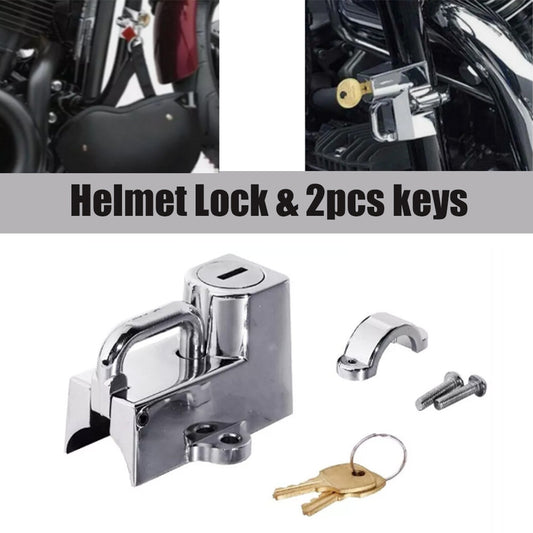 Chrome universal Heltmet lock with 2-piece key for Harley Sportster XL883 XL1200- n