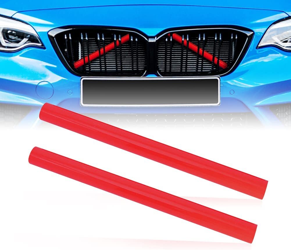 2x Red for 2020-2023 for BMW 3 Series G20 Car Front V Brace Grill Trim Strips Cover