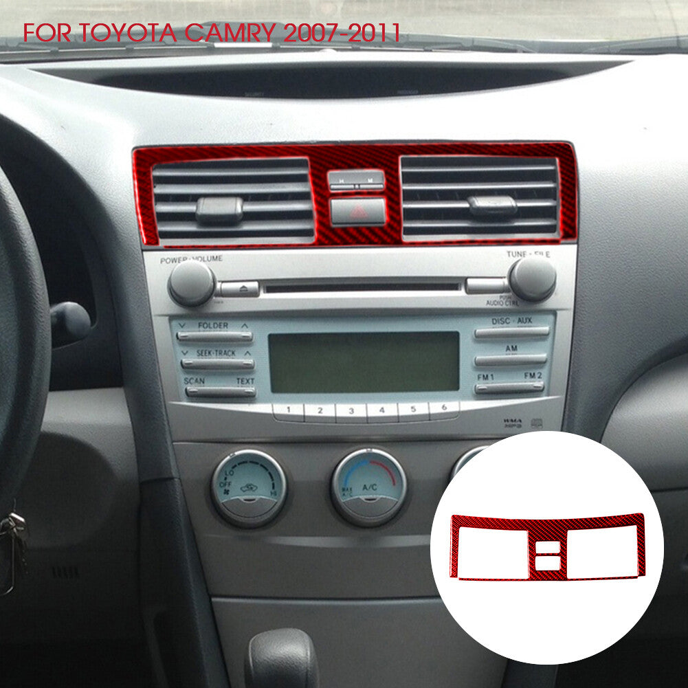 Red Carbon Fiber Center Air Vent Outlet Cover Trim for Toyota for Camry 2007-2011