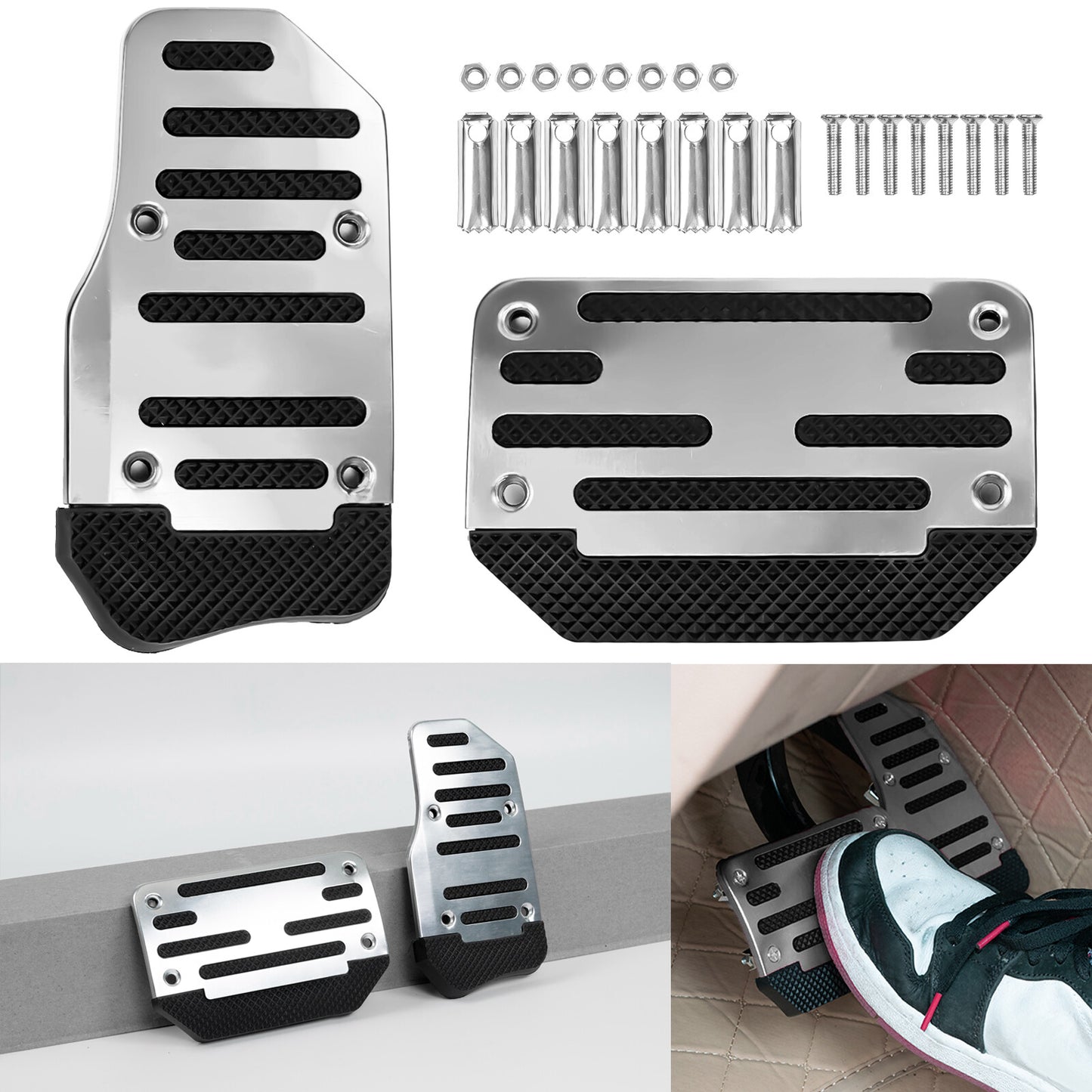 2Pcs Universal Non-Slip Automatic Gas Brake Foot Pedal Pad Cover Kit Accessories Q