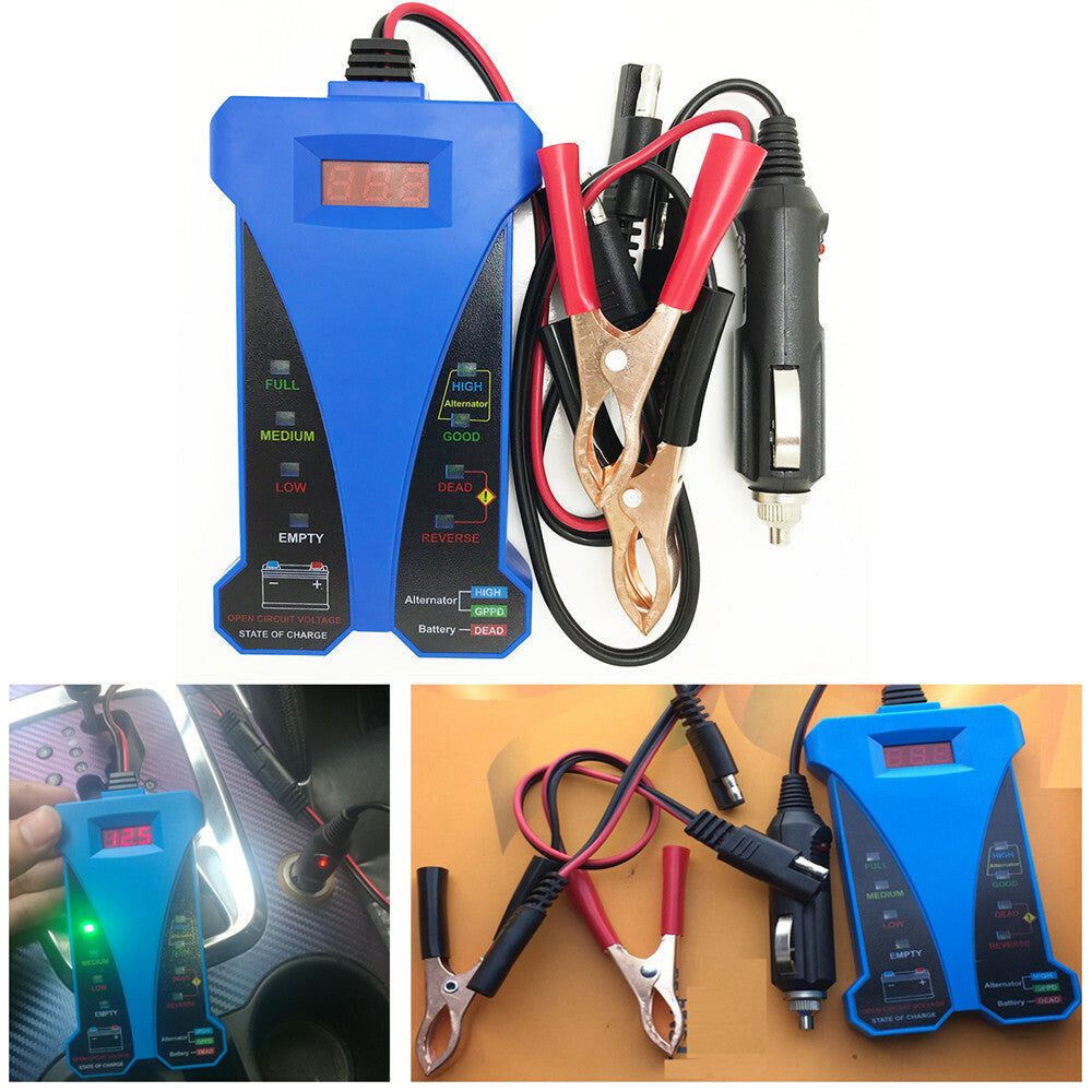Automotive and motorcycle battery life tester, load analyzer, LED digital display screen - n