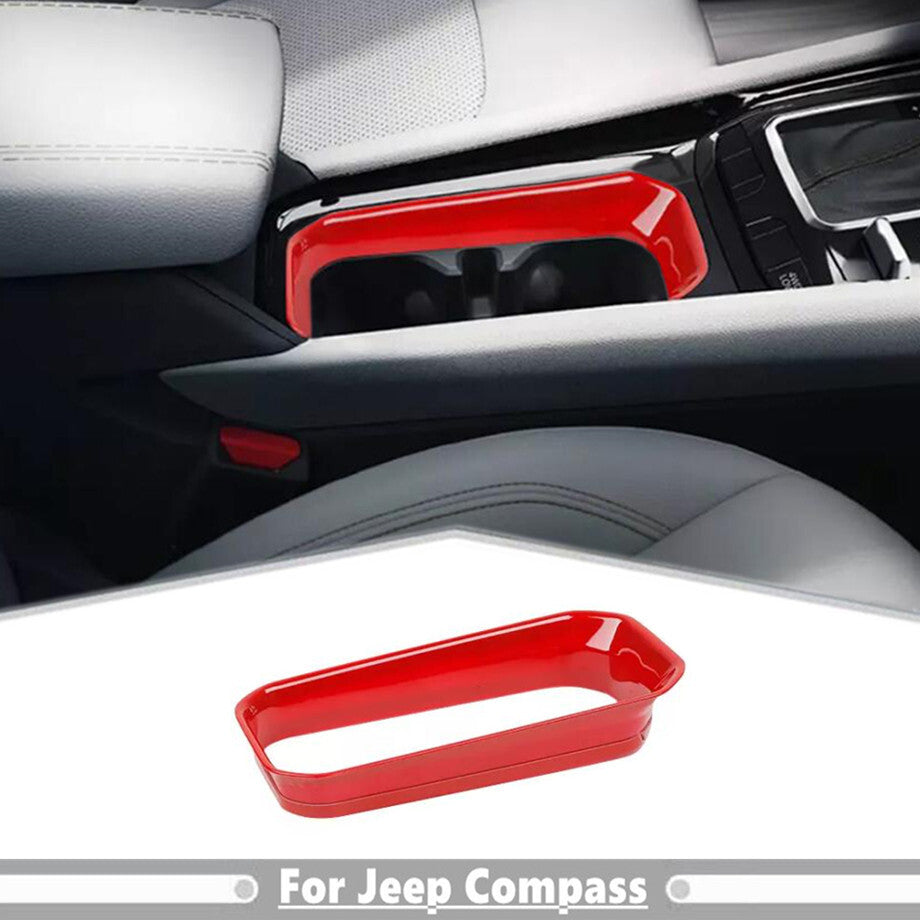 For 2022-2025 for Jeep Compass ABS Red Interior Front Water Cup Holder Cover Trim 1P v