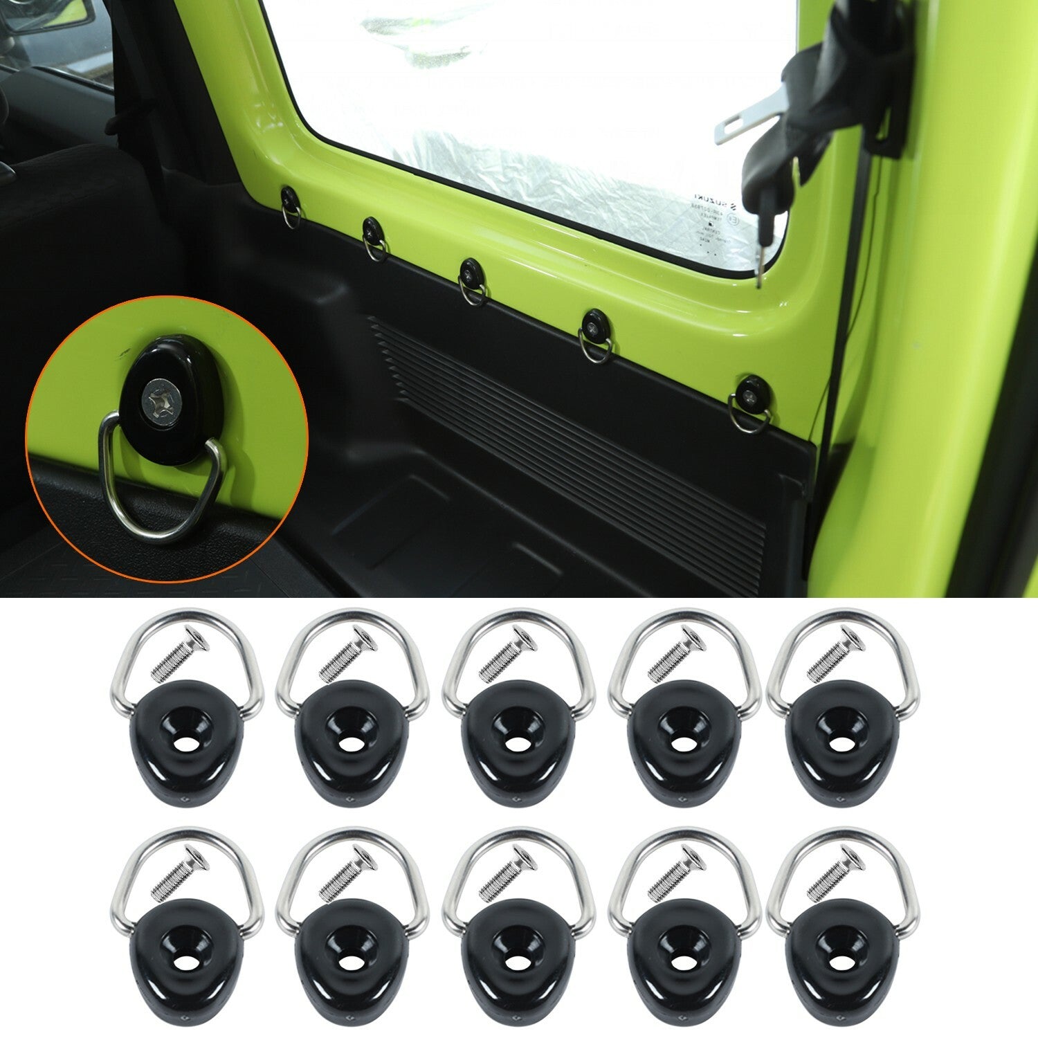 10PACK Metal Tie-Down Anchors D-Ring Buckle for Suzuki for Jimny 2019-2022 Cargo Net