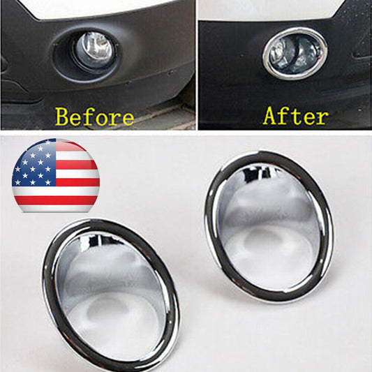 2x Chrome Front Fog Light Lamp Cover Trim ABS Plastic for Ford Explorer 2011-15