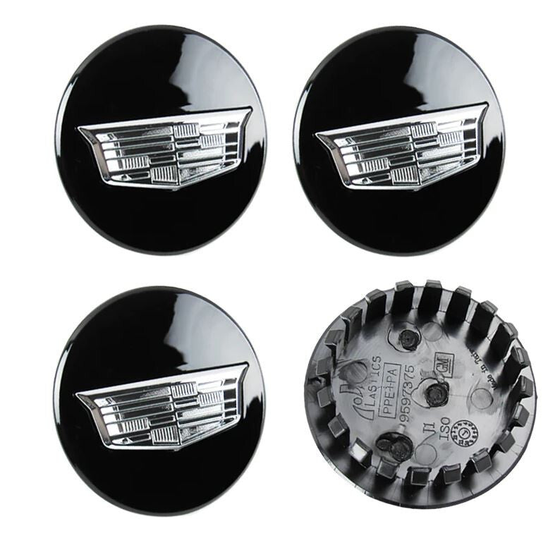 New 4 Piece 68 mm Vossen Wheel Hubcap Wheel Center Cap Emblems All Black - v