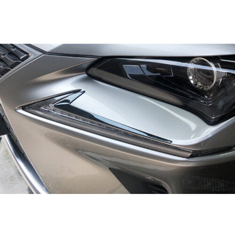 for Lexus NX200t 300h 2015-2021 Black Steel Front Headlight Eyebrow Cover Trim