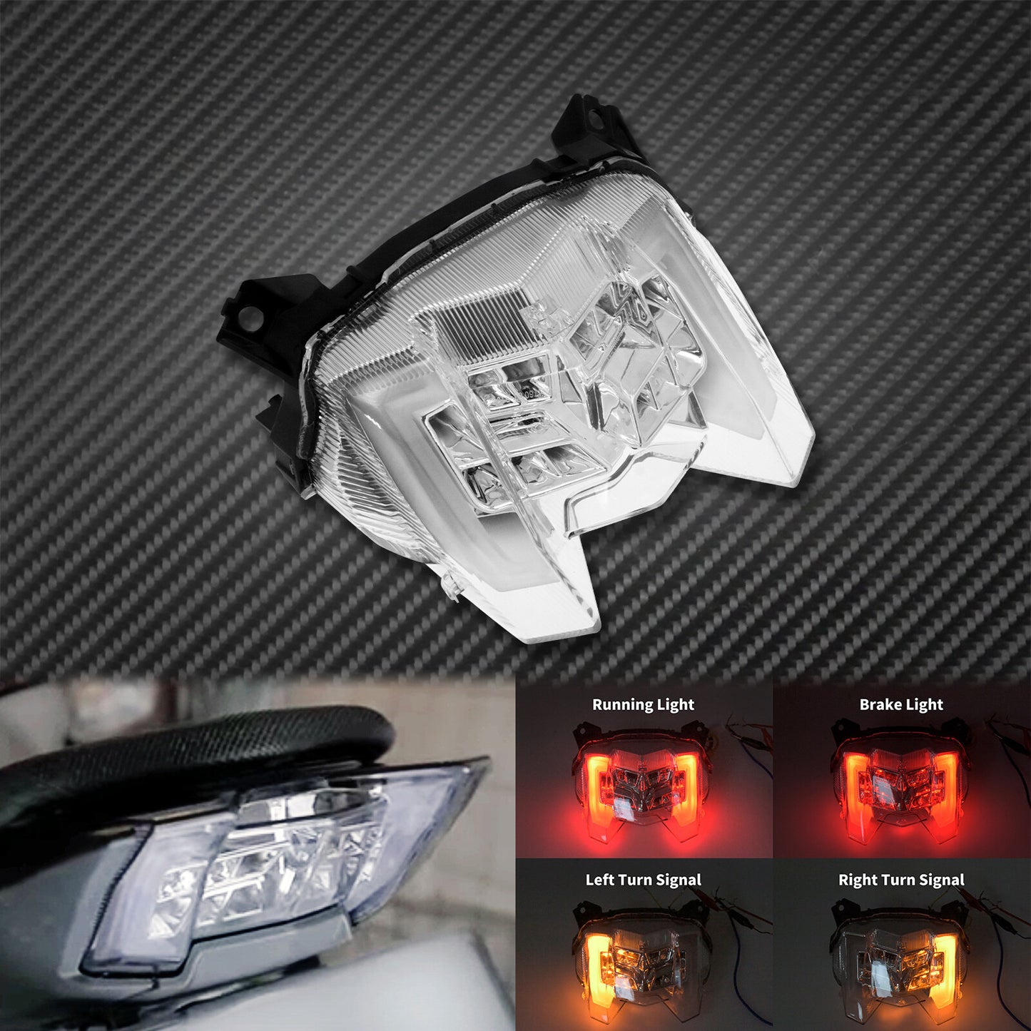 Clear Tail Light Running Turn Signal Brake LED Lamp Fit for Yamaha MT-09 2017-20