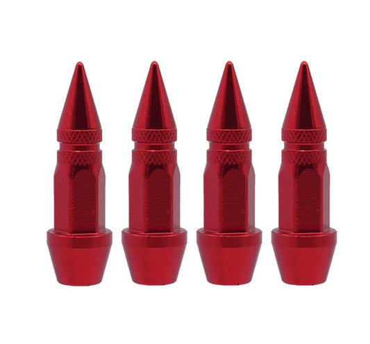 4-piece car tire valve cover rod air dust cover, red, universal, suitable for VW .