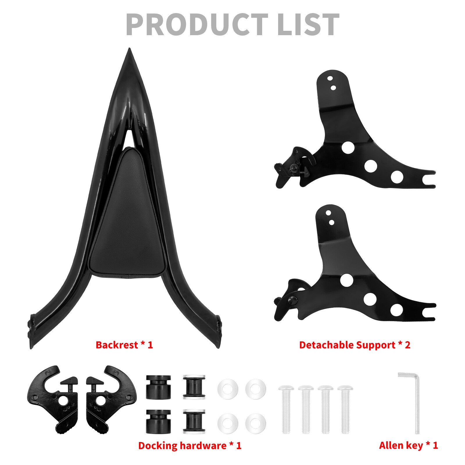 Black Detachable Passenger Backrest w/ Pad Sissy Bar for Harley Breakout 13-2023